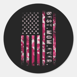 Pink Camo Best Mum Ever Mummy Mother's Day Usa Fla Classic Round Sticker