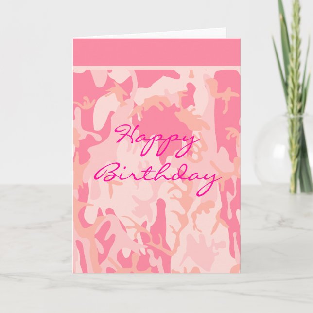 Pink Camo Birthday Card (Front)