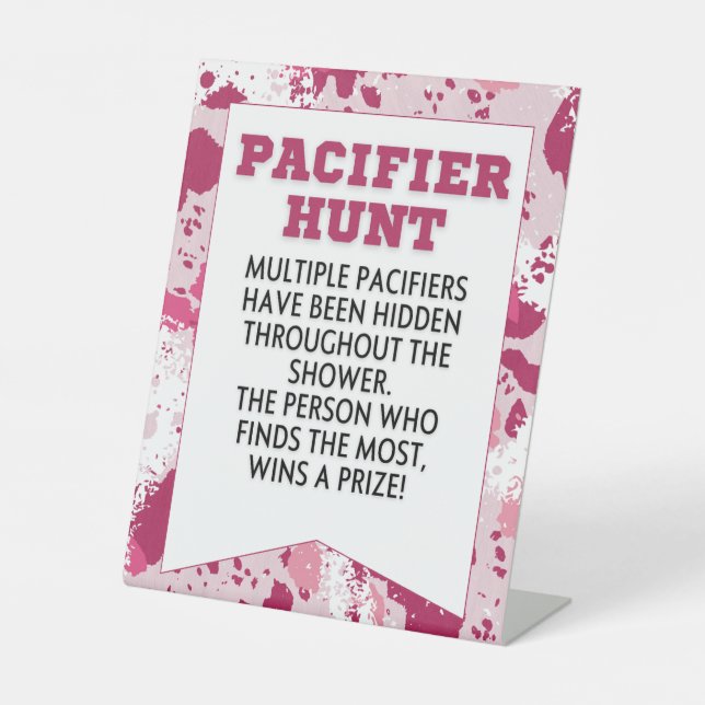 Pink Camo Birthday Party Supplies Baby Shower Pedestal Sign (Front)