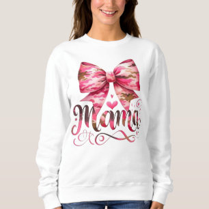 Pink Camo Bow Mama Script Design Sweatshirt
