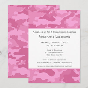 Pink Camo Bridal Shower or Engagement Party Invitation