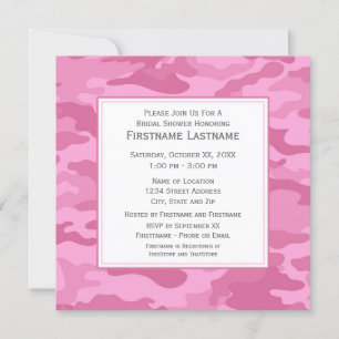 Pink Camo Bridal Shower or Engagement Party Invitation