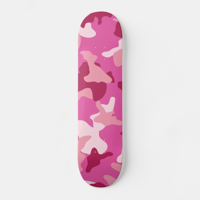 Pink camo camouflage army pattern skateboard (Front)