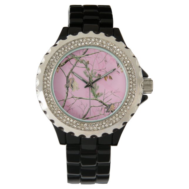 Pink Camo Camouflage Hunting Girl Real Tree Watch (Front)