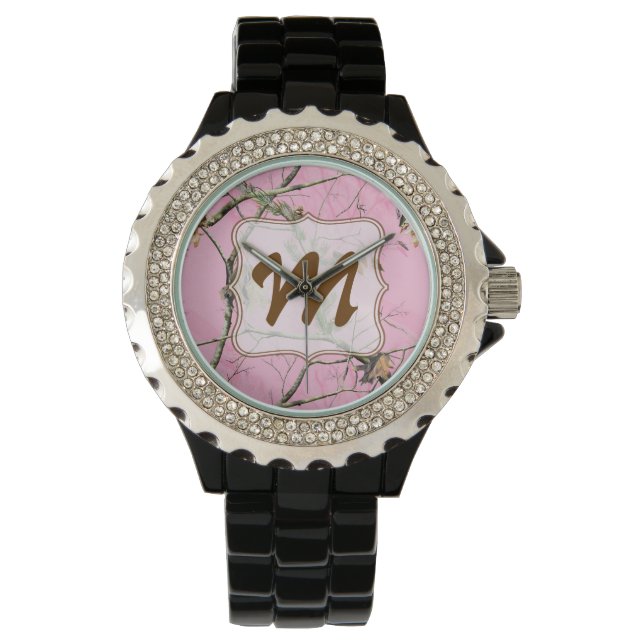 Pink Camo Camouflage Hunting Girl Real Tree Watch (Front)