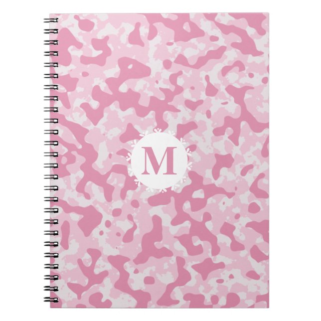 Pink Camo Camouflage Monogram Initial Notebook (Front)