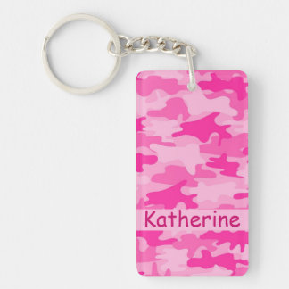 Pink Camo Camouflage Name Personalised Key Ring