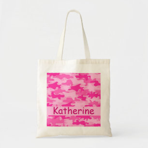 Pink Camo Camouflage Name Personalised Tote Bag