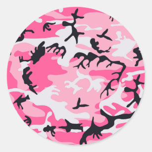 Pink Camo Camouflage Pattern Classic Round Sticker