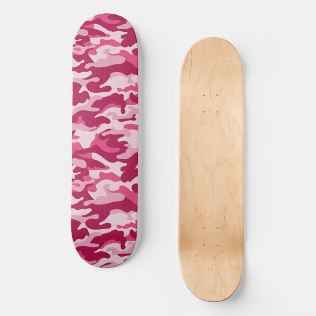 Pink Camo Camouflage Skateboard (Front)
