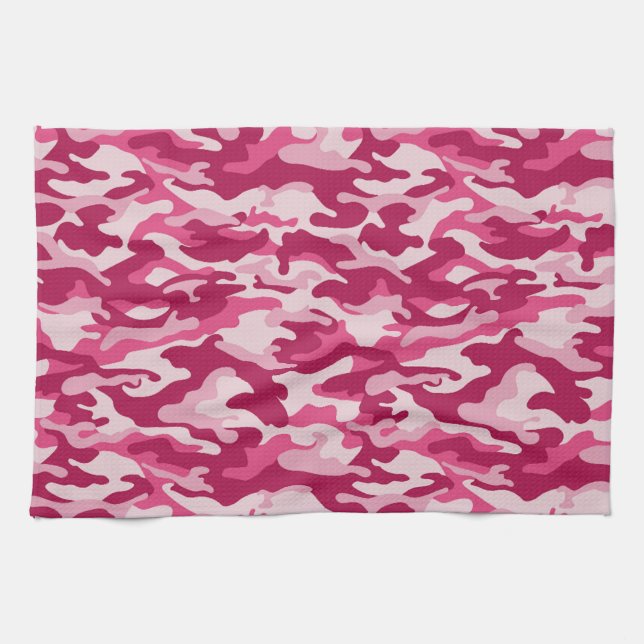 Pink Camo Camouflage Tea Towel (Horizontal)