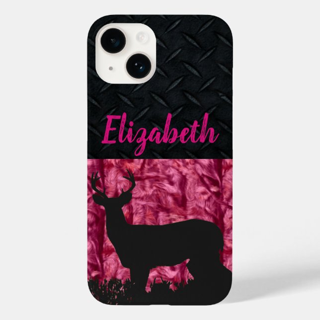 Pink Camo Deer Women's Name Hunting Case-Mate iPhone Case (Back)