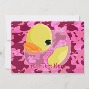 Pink Camo Ducky Invitation