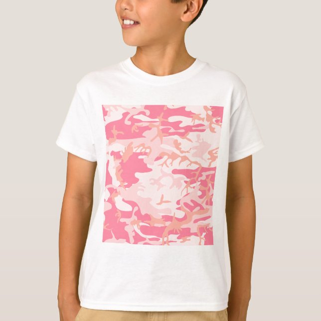 Pink Camo - Girly Camo T-Shirt (Front)