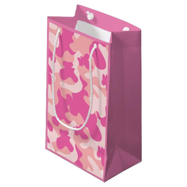 Pink Camo Girly Gift Bag (Front Angled)