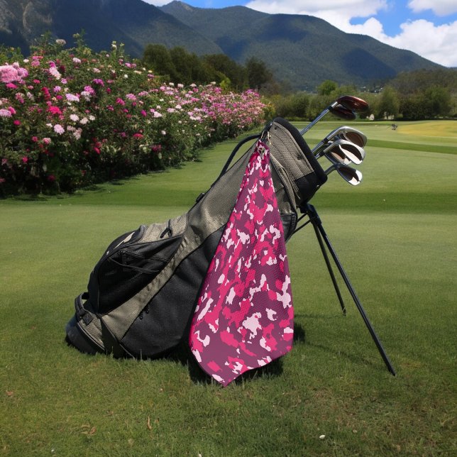 pink camo golf towel (golf towel)