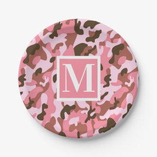 Pink Camo Paper Plate