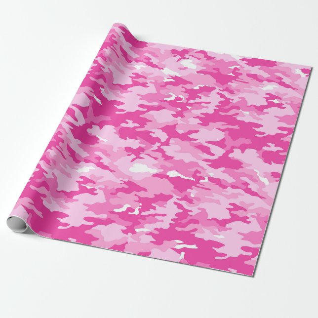 Pink Camo Pattern – Breast Cancer Awareness Wrapping Paper (Unrolled)