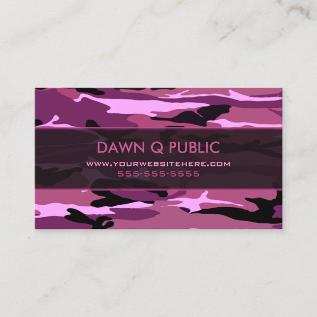 Pink Camo Pattern Business Card (Front)