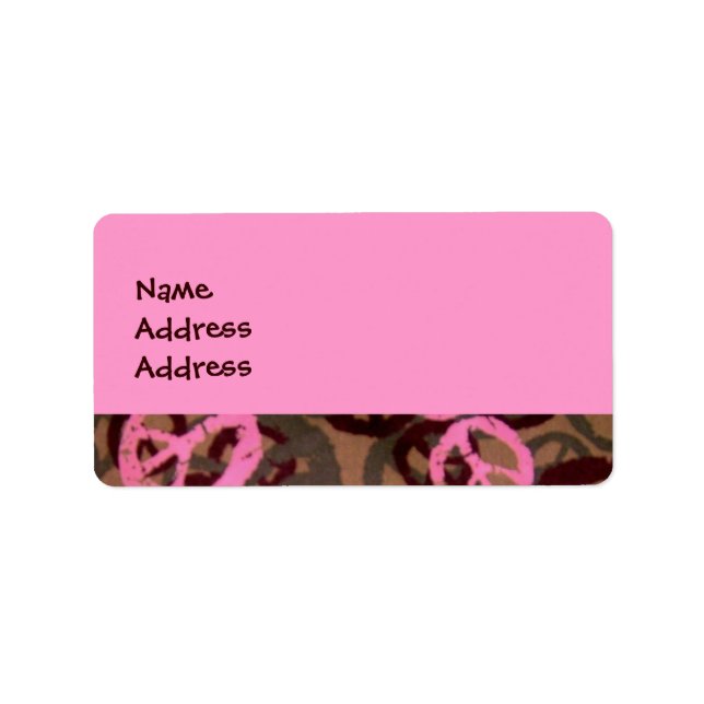 Pink Camo/Peace Signs Look Address Labels (Front)