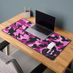 Pink Camo Personalised Modern Monogram Camouflage Desk Mat