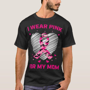 Pink Camo Ribbon Breast Cancer Awareness Mom Heart T-Shirt