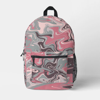 Pink Camo Swirl Art Printed Backpack