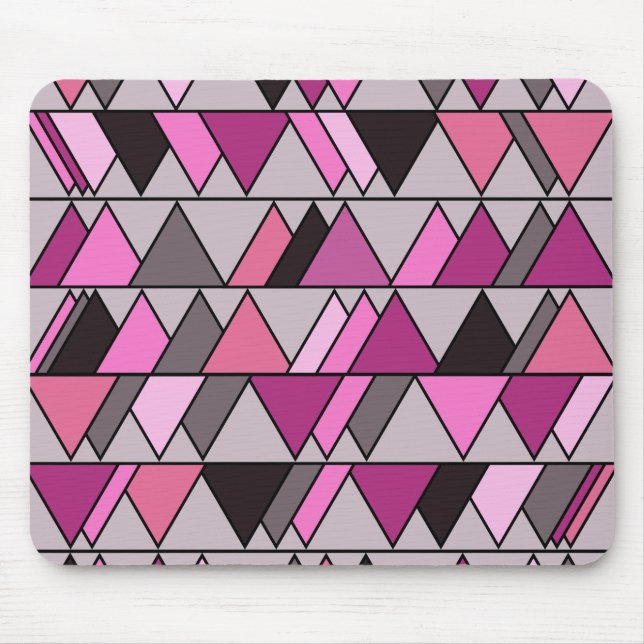 Pink Camo Triangles Mouse Mat (Front)