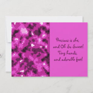 Pink Camouflage Baby Girl Birth Annoucement Announcement