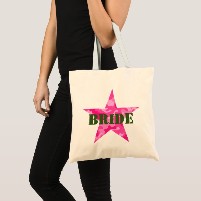 Pink Camouflage Bachelorette Bride Tote Bag (Front (Product))