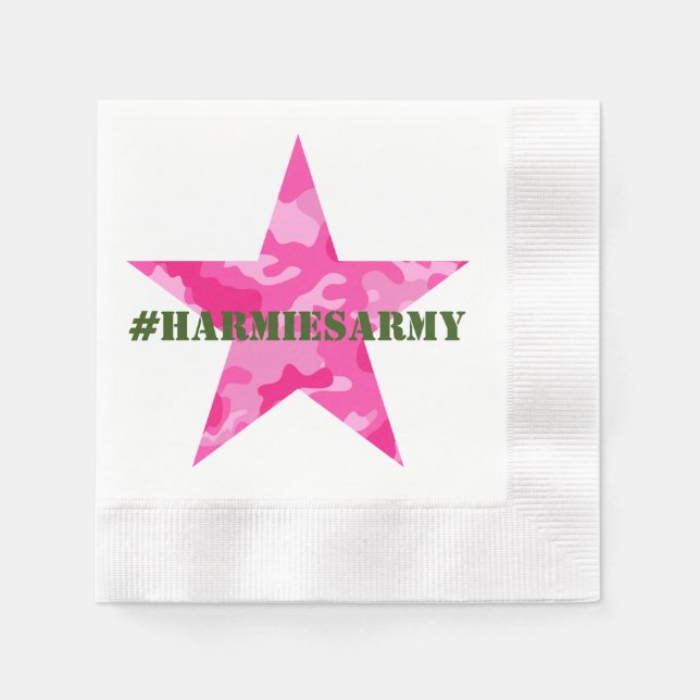 Pink Camouflage Bachelorette Party Hashtag Napkins (Front)