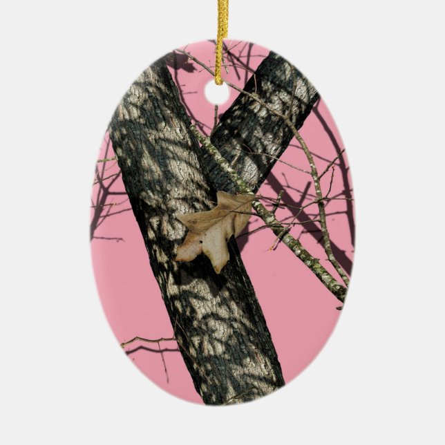 Pink Camouflage Ceramic Tree Decoration (Front)