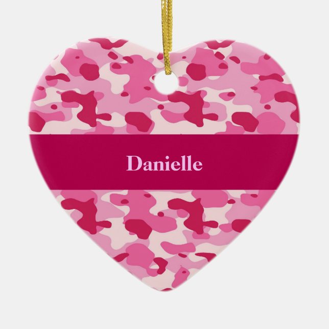Pink Camouflage Ceramic Tree Decoration (Front)