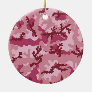 Pink camouflage ceramic tree decoration