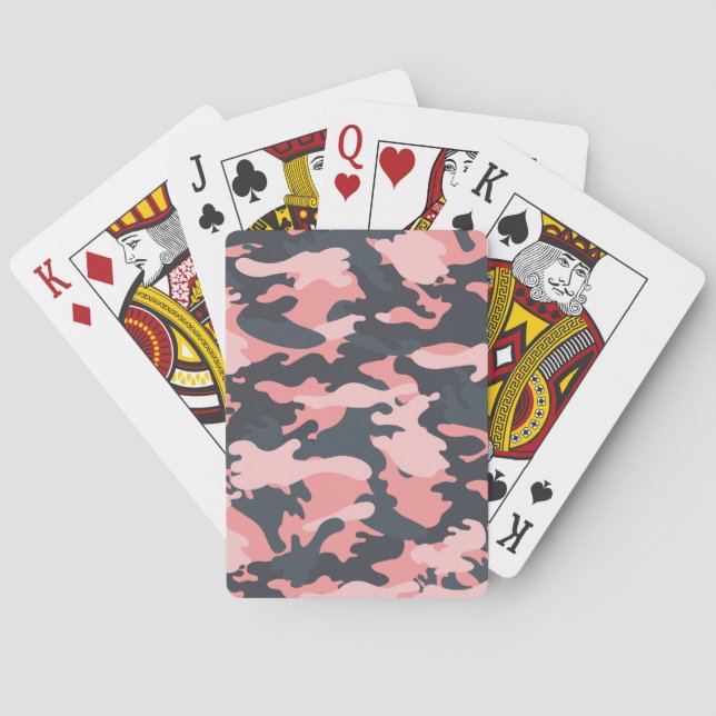 Pink Camouflage: Classic Vintage Pattern Playing Cards (Back)