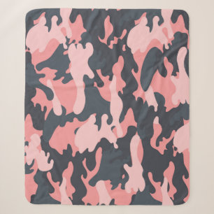 Pink Camouflage: Classic Vintage Pattern Sherpa Blanket