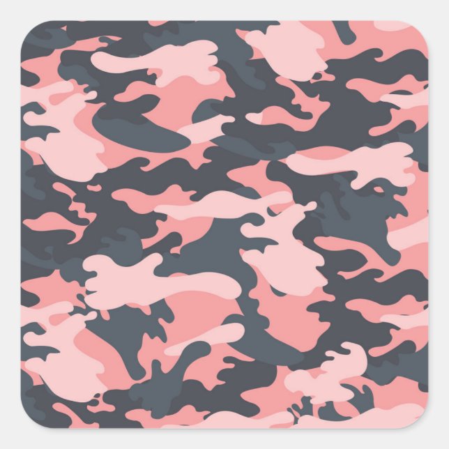 Pink Camouflage: Classic Vintage Pattern Square Sticker (Front)