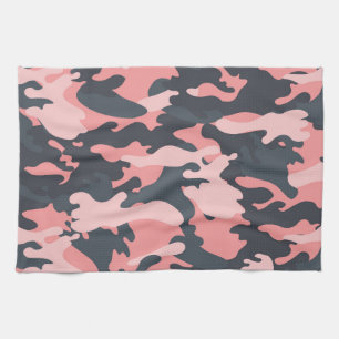 Pink Camouflage: Classic Vintage Pattern Tea Towel