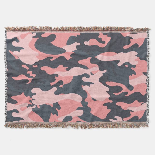 Pink Camouflage: Classic Vintage Pattern Throw Blanket (Front)