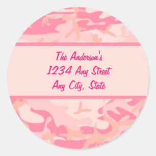 Pink Camouflage Cusom Monogram Classic Round Sticker