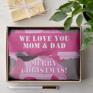 Pink Camouflage Custom Merry Christmas Tissue Paper