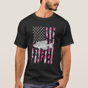 Pink Camouflage Flag Crappie Fishing Shirt Long Sl
