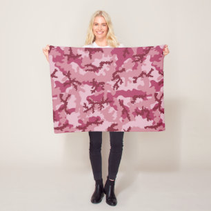 Pink camouflage fleece blanket