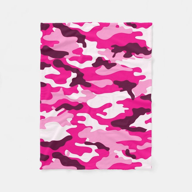 Pink Camouflage Fleece Blanket (Front)