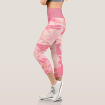 Pink Camouflage High Waisted Capri Leggings
