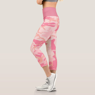 Pink Camouflage High Waisted Capri Leggings