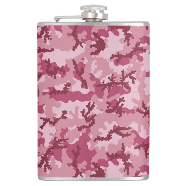 Pink camouflage hip flask (Front)