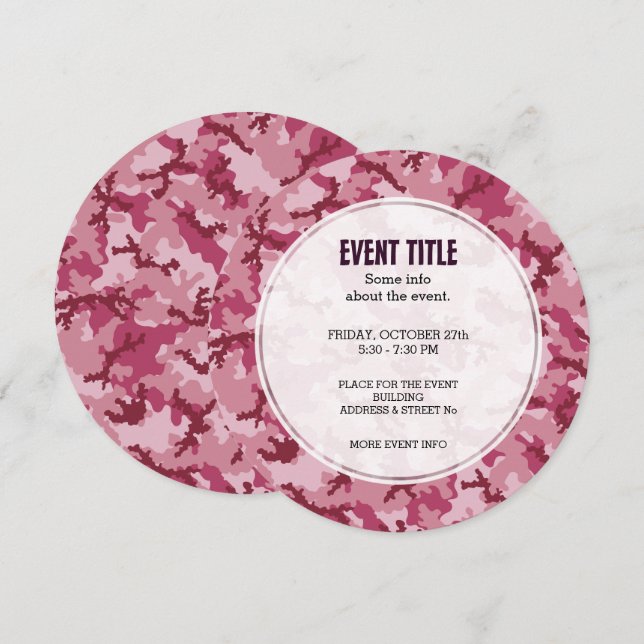 Pink camouflage invitation (Front/Back)