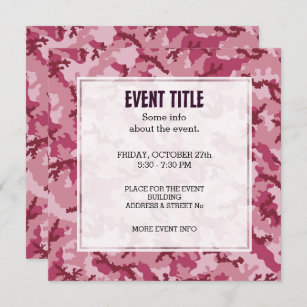 Pink camouflage invitation