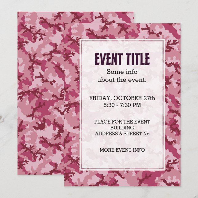 Pink camouflage invitation (Front/Back)